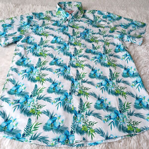 Dixxon Flannel ZEN Hawaiian Shirt Mens White Floral Swinerton Short Sleeve M